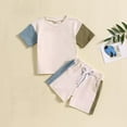 thumbnail image 4 of Toddler Baby Shorts Set 2 Piece Summer Outfits Girls Short Sleeve Shirt Shorts Unisex Cotton Fashion Loungewear, Light Blue, 12 Months, 4 of 4