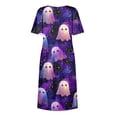 thumbnail image 6 of Women's Halloween Print Casual Dress, Round Neck with Pockets Design , Comfortable Relaxed Fit Fabric for Everyday Wear, Halloween Themed Dress for Women Purple B 3XL, 6 of 6