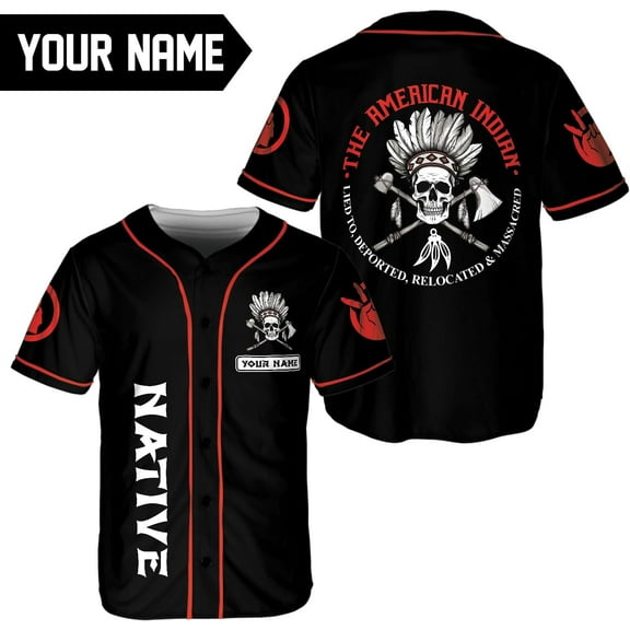 Lotusprinthandmade Personalized Name Native America Baseball Jersey, native America shirts