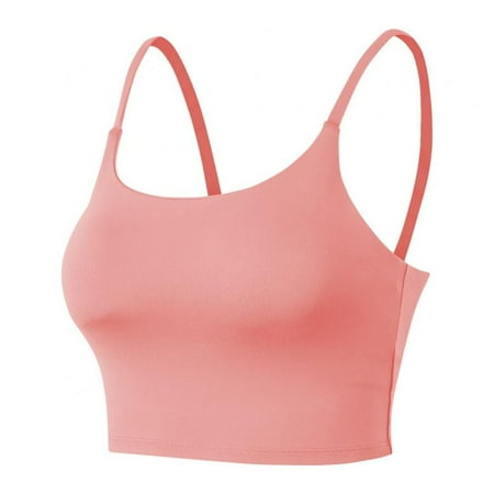 

Spdoo Nylon 1/2 Cup Fitness Sports Camisole Crop Tops Padded Bra for Woman 32 Pink