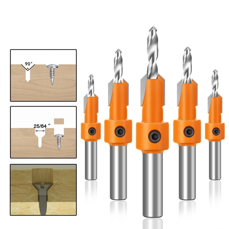 6-Piece HSS Countersink Drill Bit Set - Woodworking Chamfer Tools With Quick Change 8 thumbnail image