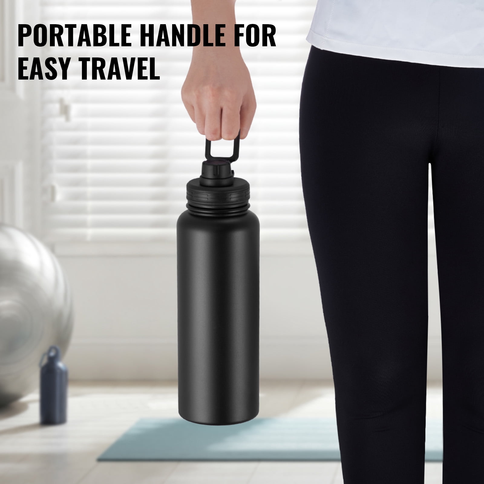 KFFKFF 40 oz Hydration Container, Stainless Steel Outdoor Adventure Water Flask with Broad Opening Cap, Athletic Coffee Mug Double Layered, Leak-Resistant, for In/Outdoor Activities, FDA Approved