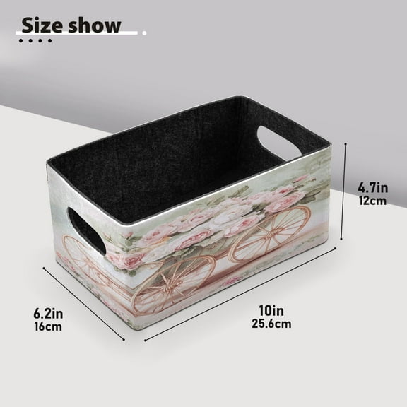 BZSMCE Shelf Baskets Victorian Carriage Roses Pattern Storage Cube Bins 10.1*6.3*4.7in Set of 2