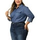 thumbnail image 5 of Camisa de mezclilla de mujer de tallas grandes Agnes Orinda con botones y mangas largas y bolsillo 1X Azul, 5 of 8