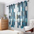 thumbnail image 2 of Yayeee Window Curtains Light Filtering 63"x42" Grommet Panel Pair Home Living Room Decor, Dark Blue Hexagon Patterns, 2 of 7