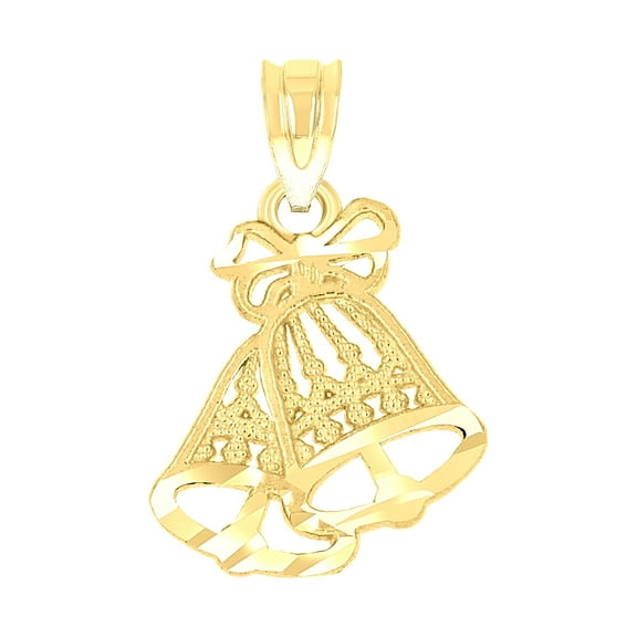 10k 10Kt Yellow Gold Diamond-Cut Womens Bells Luck Charm Pendant
