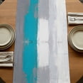 thumbnail image 5 of Table Runners 70 Inches Long Dress Scarves, Blue Abstract Farmhouse Coffee/Dining/Kitchen Table Decor, Holiday Table Runner, Grey Geometric Oil Painting Vintage Gradient 13x70 Inch, 5 of 9