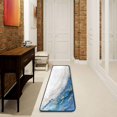 thumbnail image 3 of SKYSONIC 2X6 Feet Marble Ink Abstract Art Runner Rug with Rubber Backing, Blue Golden Texture Non Slip Entryway Rug Runner Washable Soft Area Rug Carpet for Hallway Bedroom Kitchen Decor, 3 of 6