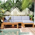 thumbnail image 2 of 5-Piece Outdoor Backyard Patio Wood Sectional Sofa Seating Group Set with Cushions (Grey), 2 of 12