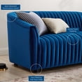 thumbnail image 3 of Tufted Loveseat Sofa, Blue Navy, Velvet, Modern Contemporary, Mid Century Living Hotel Lounge Cafe Lobby, 3 of 8