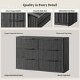 thumbnail image 4 of SICOTAS 3-Piece Farmhouse Bedroom Dresser and Nightstand Sets, Fluted 6-Drawer Dresser, 3 Drawer Nightstand Set of 2, Black, 4 of 10