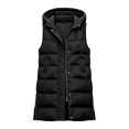 thumbnail image 6 of Staron Women's Winter Vest Hooded Zip Up Lightweight Casual Sleeveless Solid Loose Quilted Puffer Vest Black XL, 6 of 6