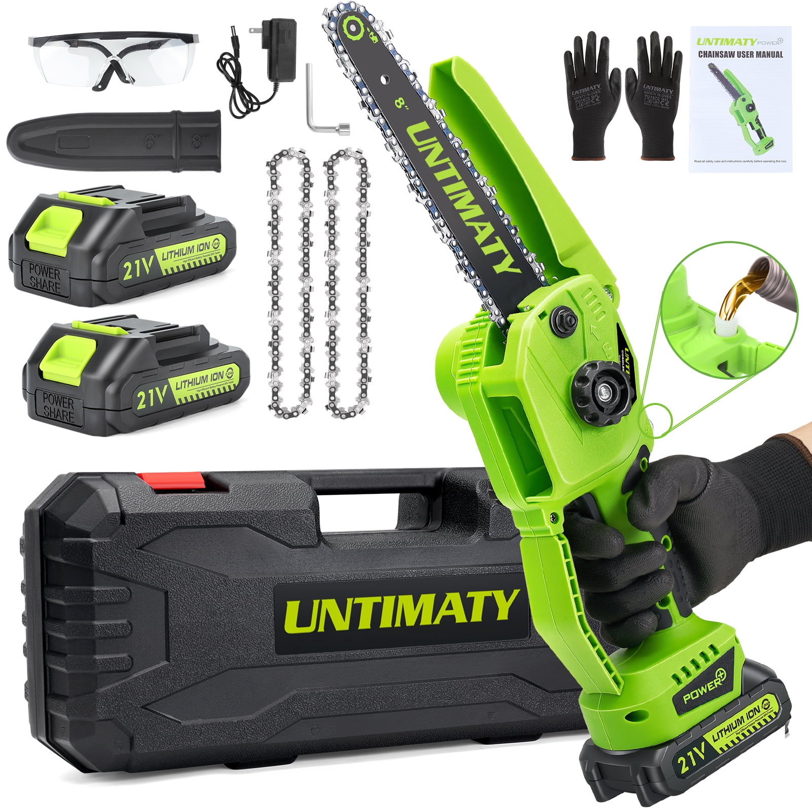 UNTIMATY Mini Chainsaw, 8inch Cordless Chainsaw, Brushless Electric