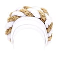 thumbnail image 2 of Turban Africain pour Femmes, Foulard à Paillettes, Bonnet Blanc, 2 of 9