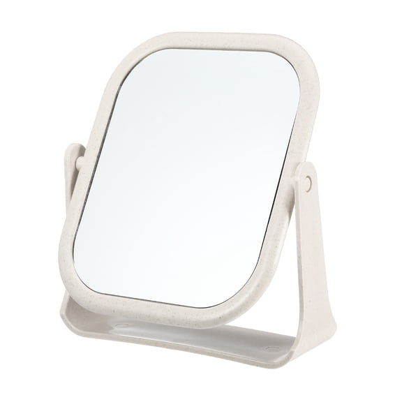 Unique Bargains Plastic Makeup Mirror Double Sided 360 Rotating Beige