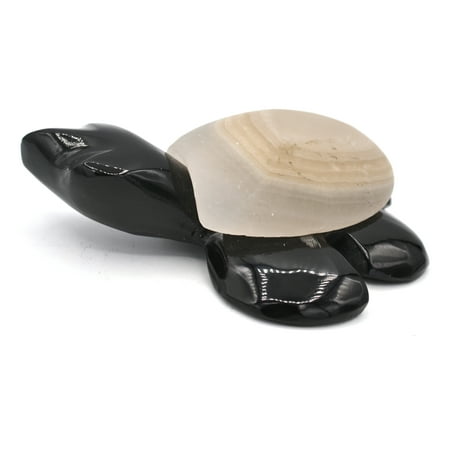 North American Box Turtles - Black And White Stone Sea Turtle Figure, 3