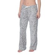 Active Club Women's Warm Printed Cozy Plush Lounge Pajama Pants (X-Large, Leopard Grey White)