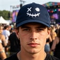 thumbnail image 5 of Colevkie Unisex Embroidered Baseball Cap for Men Women Adjustable Halloween Style Truck Hat Dad Hat(Navy blue), 5 of 6