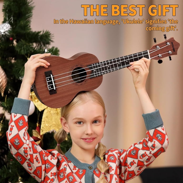 AODSK 21" Soprano Ukulele Starter Kit, Brown photo 8