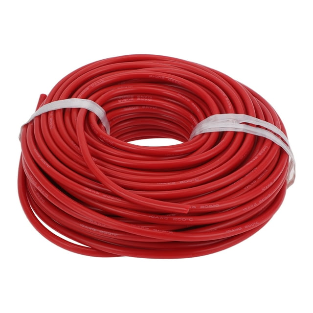 Cables de alimentación de 30 m de Unique Bargains, cable rojo TC 1 pieza 10AWG, completamente aislado y con chaqueta de tacto suave para radio de coche, automotriz, altavoces de coche universal
