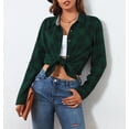 thumbnail image 3 of Alex Vando Plaid Flannel Shirts for Women Long Sleeve, Oversized Womens Casual Flannel Button Down Shirts Blouses Tops,GreenBlack XXL, 3 of 6