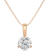 1/2 CT Diamond Solitaire Pendant Necklace in 14K Rose Gold with a 14K Rose Gold 16" to 18" Adjustable Cable Chain (I2-I3, H-I-J)