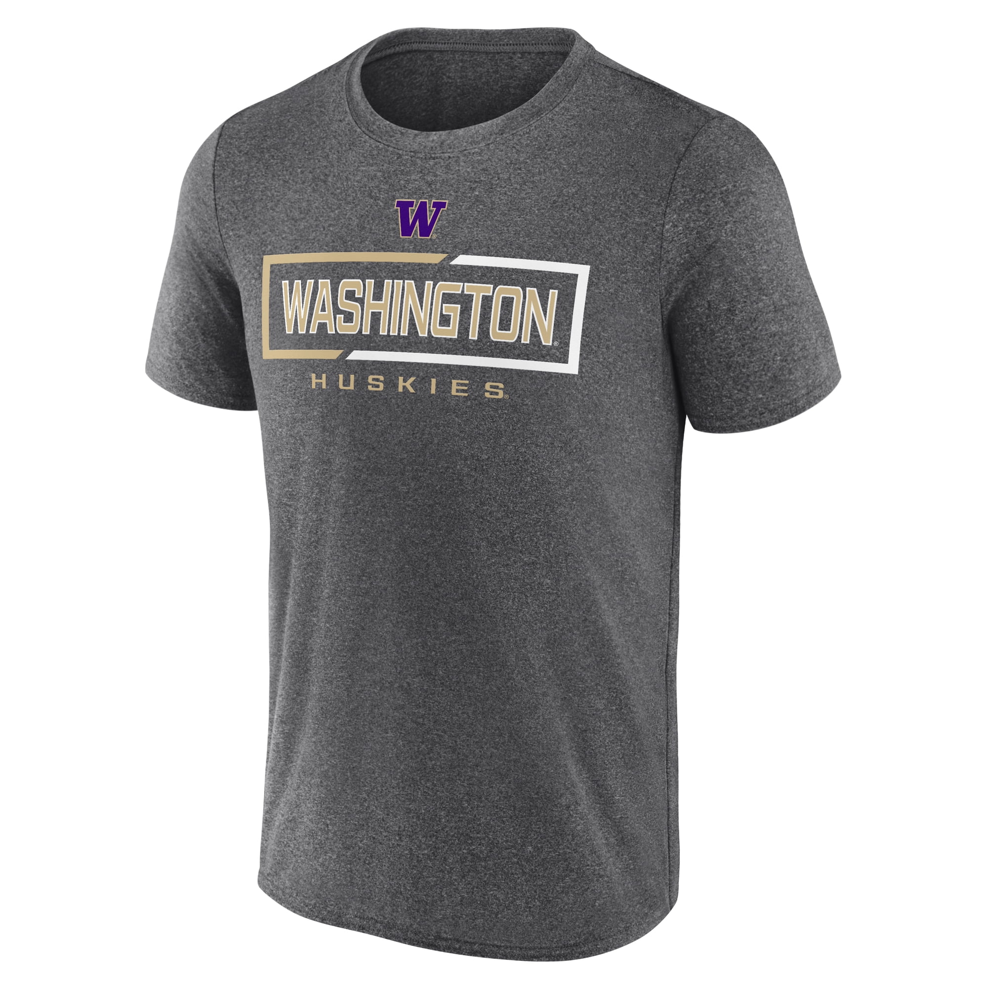 NCAA Washington Huskies Men's Synthetic Charcoal Heather Short Sleeve T-Shirt