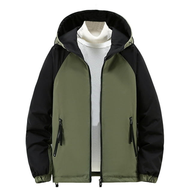 Dvprdro Jackets for Men Casual Solid Color Zipper Pocket Shoulder Cuff Padded Jacket Thickened Padded Coat