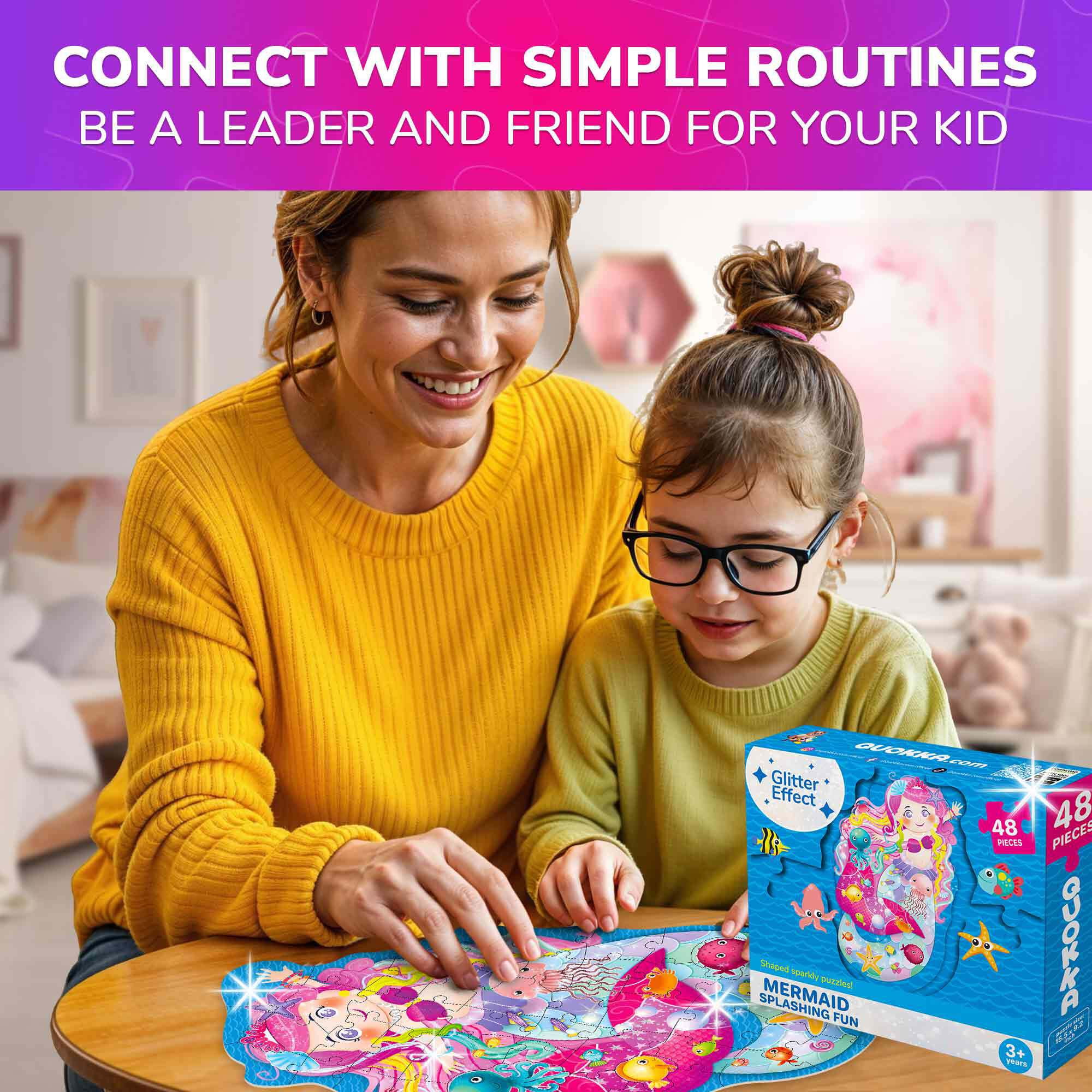 Quokka Puzzles for Kids Ages 4-6 - Jigsaw Puzzles for Toddlers 3-5 - 48 Piece Shimmer Puzzles for Kids