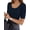 Navy Blue, variant on Womens Half Sleeve Scoop Neck Slim Fitted T Shirts Casual Basic Tees Summer Tops Clothes