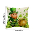 thumbnail image 3 of VBBHG St Patricks Day Shamrock Dwarf Gnome Pillow Cover, 17.71x17.71 Inch Clover Gold Coins Tiny Ladybug Cushion Case Decoration for Sofa Couch, 3 of 6