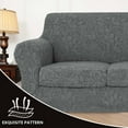 thumbnail image 5 of TOPCHANCES Stretch Sofa Cover with Cushion Cover, Jacquard Fabric Armchair Loveseat Sofa Slipcover, Non-slip Couch Protector, Friendly to Pets (Black Gray, For Armchair), 5 of 8