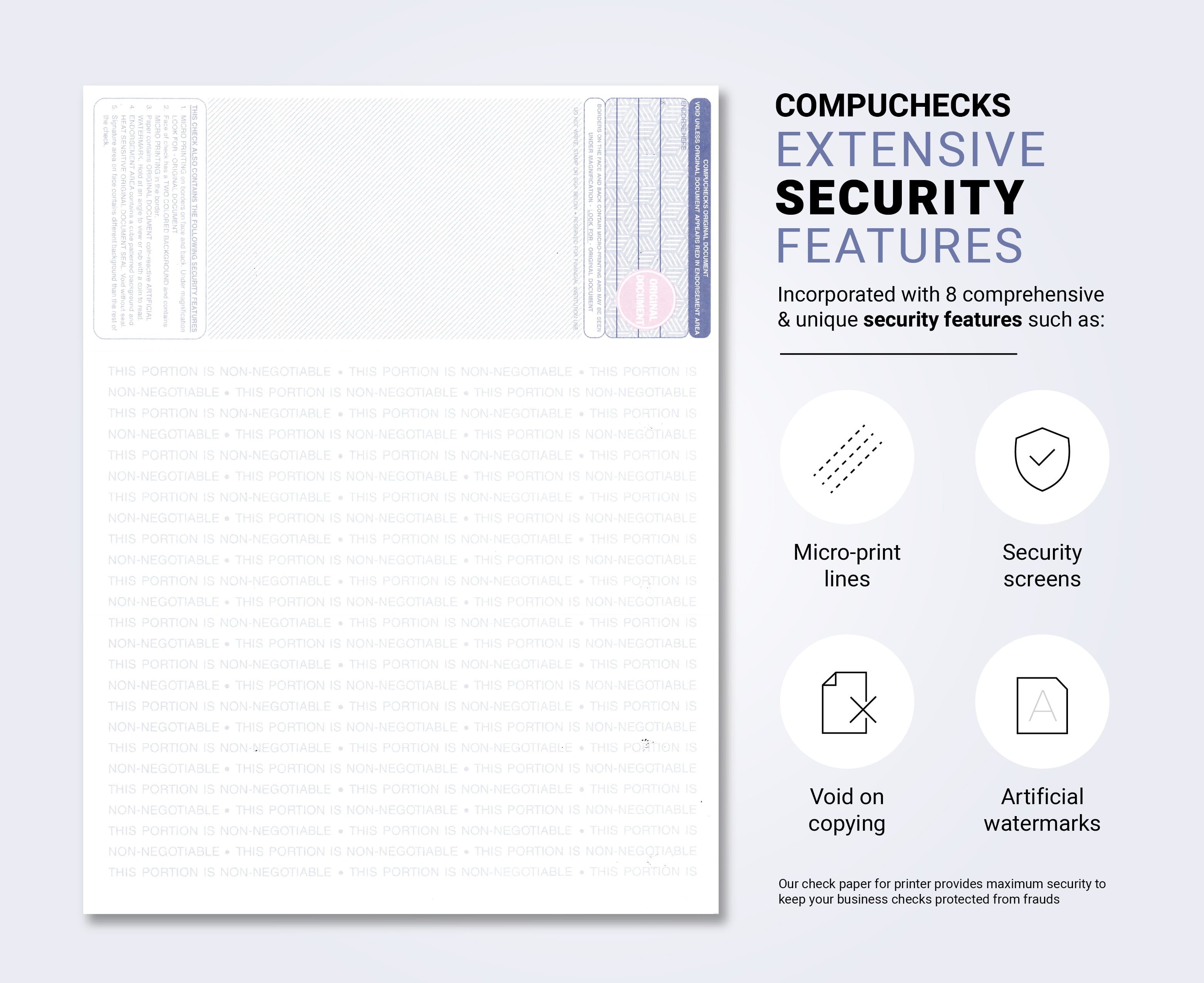 Compuchecks - 100 High Security Blank Check Stock Paper - Checks on Top - Check Paper Weight # 70 (Green Red Mazed)