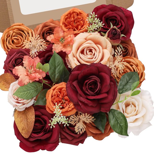 Flores artificiales de seda Serwalin, ramo de rosas de otoño para decoración DIY