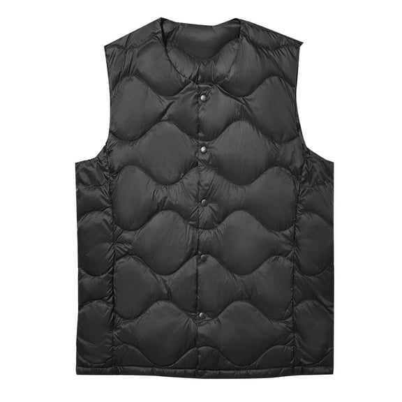 Oplxuo Men's Button Down Puffer Vest Lightweight Quilted Winter Warm Sleeveless Padded Down Outerwear Jackets
