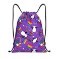 thumbnail image 1 of Saiise Rainbow Lgbt Penguin Pattern Sports Drawstring Backpack - String Swim Gym Bag with Wet Proof Pocket for Women&Men-Medium, 1 of 6