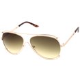 thumbnail image 3 of zeroUV Unisex Modern Metal Floating Border Brow Bar Gradient Lens Aviator Sunglasses 59mm (Gold / Green-Brown Gradient) - 59mm, 3 of 5