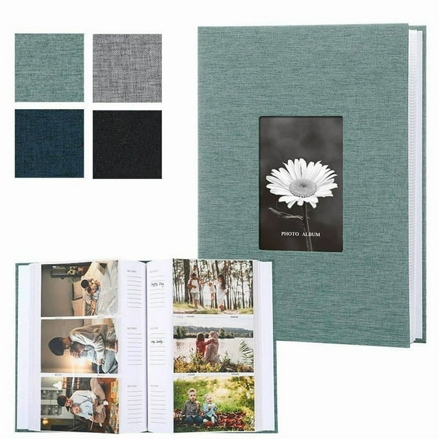 Photo Album Large Photo Album with 300 Photo Capacity Linen Cover and Acid-Free PVC-Free Pages with Writing Space for 4x6 Photos,Green,6"(200PCS) JASKFLY