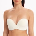 thumbnail image 4 of MELENECA Women's Stay-Put Multiway Wireless Lightly Padded Push Up Strapless Bra Off White 34D, 4 of 6