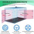 thumbnail image 4 of YANG2， 24 Inch Dog Crates for Small Dogs Folding Metal Wire Crates Dog Kennels Outdoor and Indoor Pet Dog Cage Crate with Double-Door,Divider Panel, Removable Tray and Handle,Blue, 4 of 8