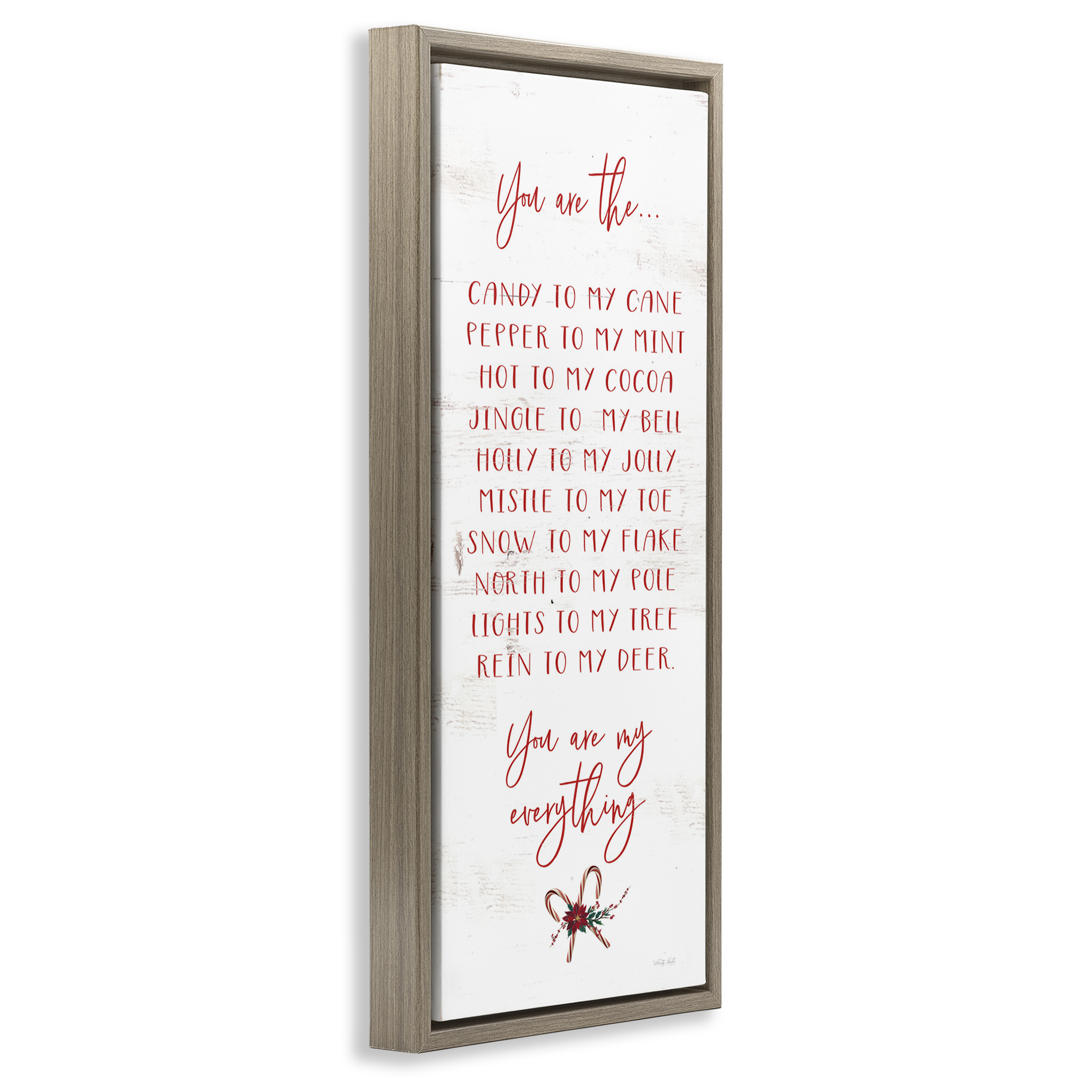 My Everything Holiday Romance Brown Framed Floater Canvas Wall Art, design by Cindy Jacobs
