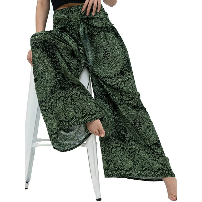 Women's Boho Wide Leg Palazzo Pants Yoga Lounge Hippie Harem Flowy Trousers  