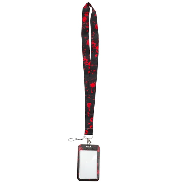 ID Card Holder with Lanyard Halloween Bloody Patterns Badge Holder Card Cover Hanging Badge Holder