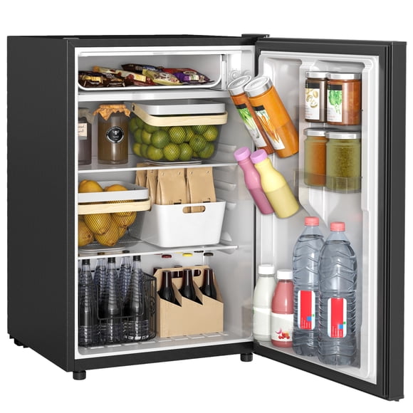 HOMCOM 4.5 Cu Ft Mini Fridge with Freezer, Wheels, Refrigerator, Black
