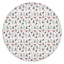 Christmas Forest Pattern Round Fitted Tablecloth with Elastic Edge,Dining Table Cover Waterproof,Outdoor Round Tablecloth for Camping,Dining,Indoor and Outdoor
