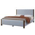 thumbnail image 3 of Leuco Queen Size Upholstered Platform Bed Frame with Wood Legs & Headboard, No Box Spring Needed, Gray, 3 of 8