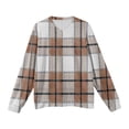 thumbnail image 6 of Men's Plaid Print Round Neck Long Sleeve Ribbed Knit Pullover, Sweater for Fall Winter, Casual Style and Holiday Season,Brown,M, 6 of 6
