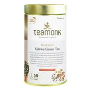 Teamonk High Mountain Kashmiri Kahwa Green Tea - 50 Biodegradable Pyramid Tea Bags Filled With Whole Loose Leaves. Improves Skin Health. Helps in Fat Burn