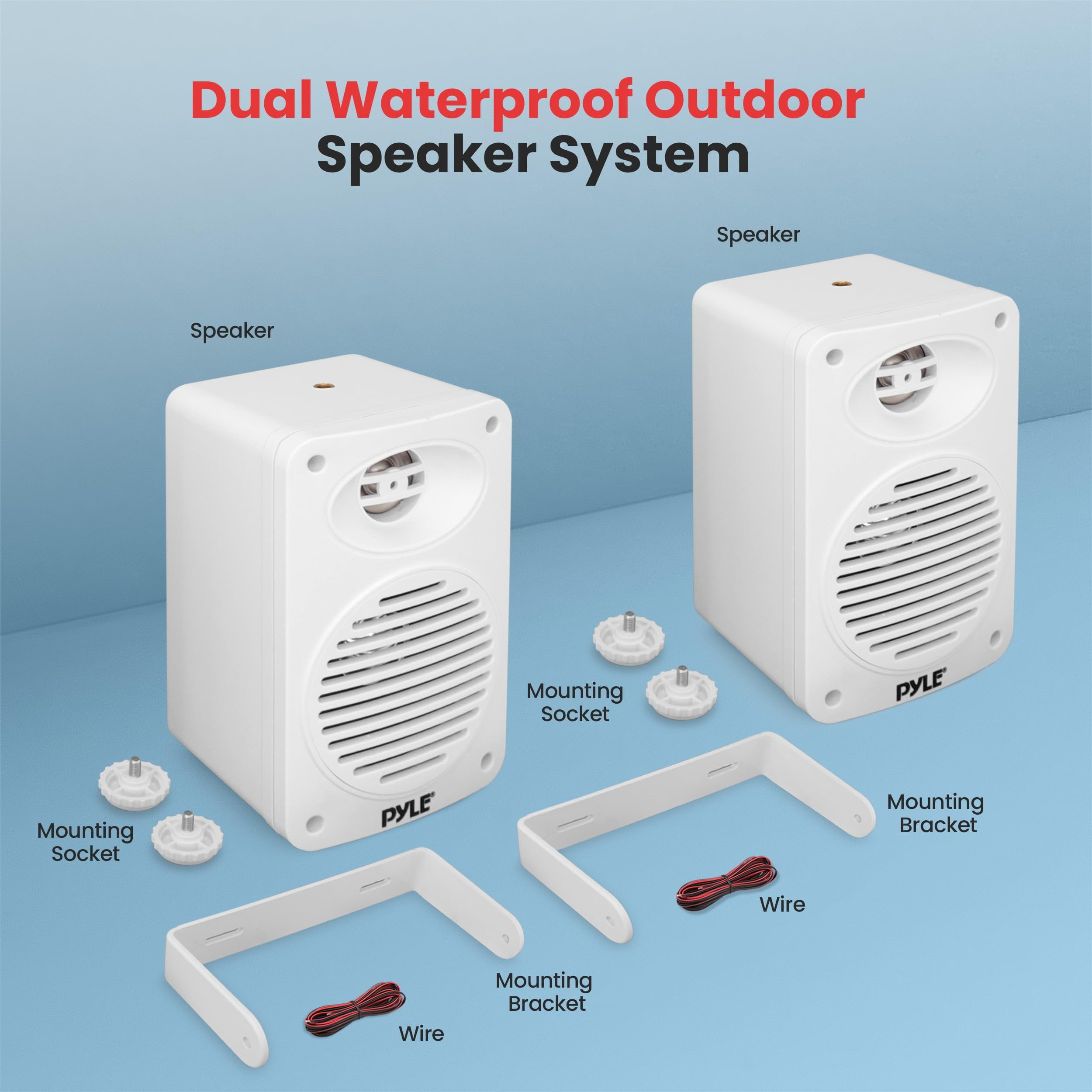 3.5” 2-Way Indoor/Outdoor Bluetooth Speaker System - 1/2” High Compliance Polymer Tweeter (White)