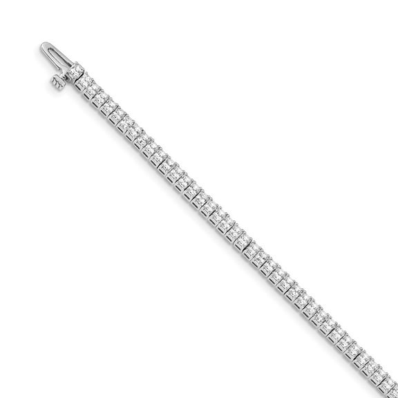 Real 14kt White Gold 2mm Princess 4ct Diamond Tennis Bracelet Mounting; 7 inch; for Adults and Teens; for Women and Men